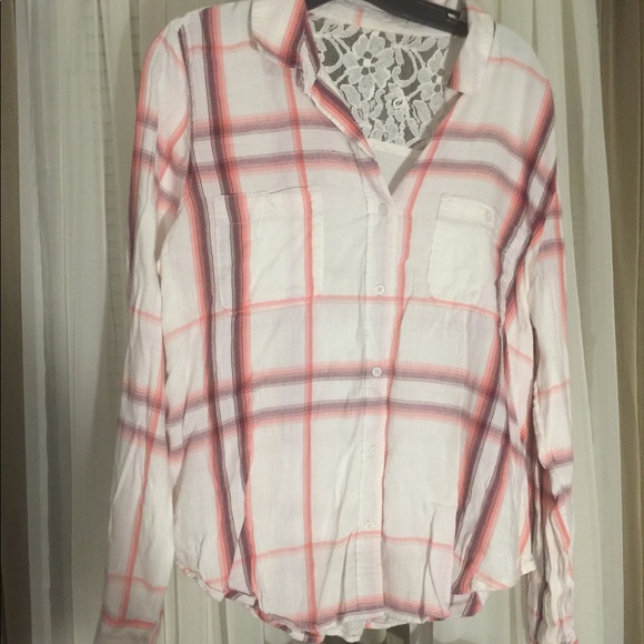 Mudd Tops - 5/$25 Mudd Plaid Blouse with 'Lace Back